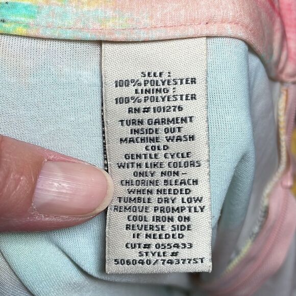 Eci Multi Color Palazzo Pants, Orange, Yellow, Teal wide-leg, Large - Picture 7 of 7